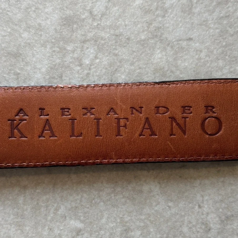 Alexander Kalifano Genuine Alligator Belt USA Glossy Brown Exotic‎ Size 40